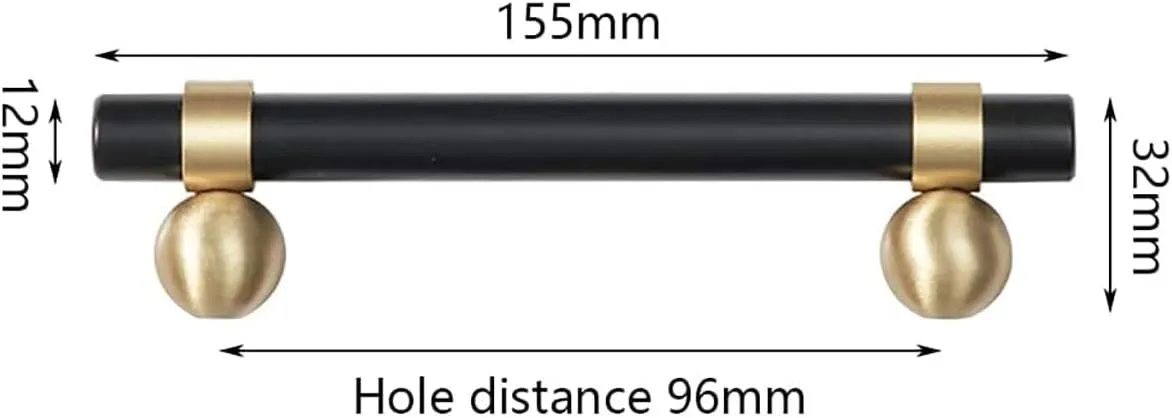 1 Pack T Bar Brass Door Handle,Black Kitchen Cabinet Handles, Black Drawer Pull Handles with Screws for Bedroom Bathroom Livingroom Shoe Cabinet and Drawer (Hole Distance 96mm)