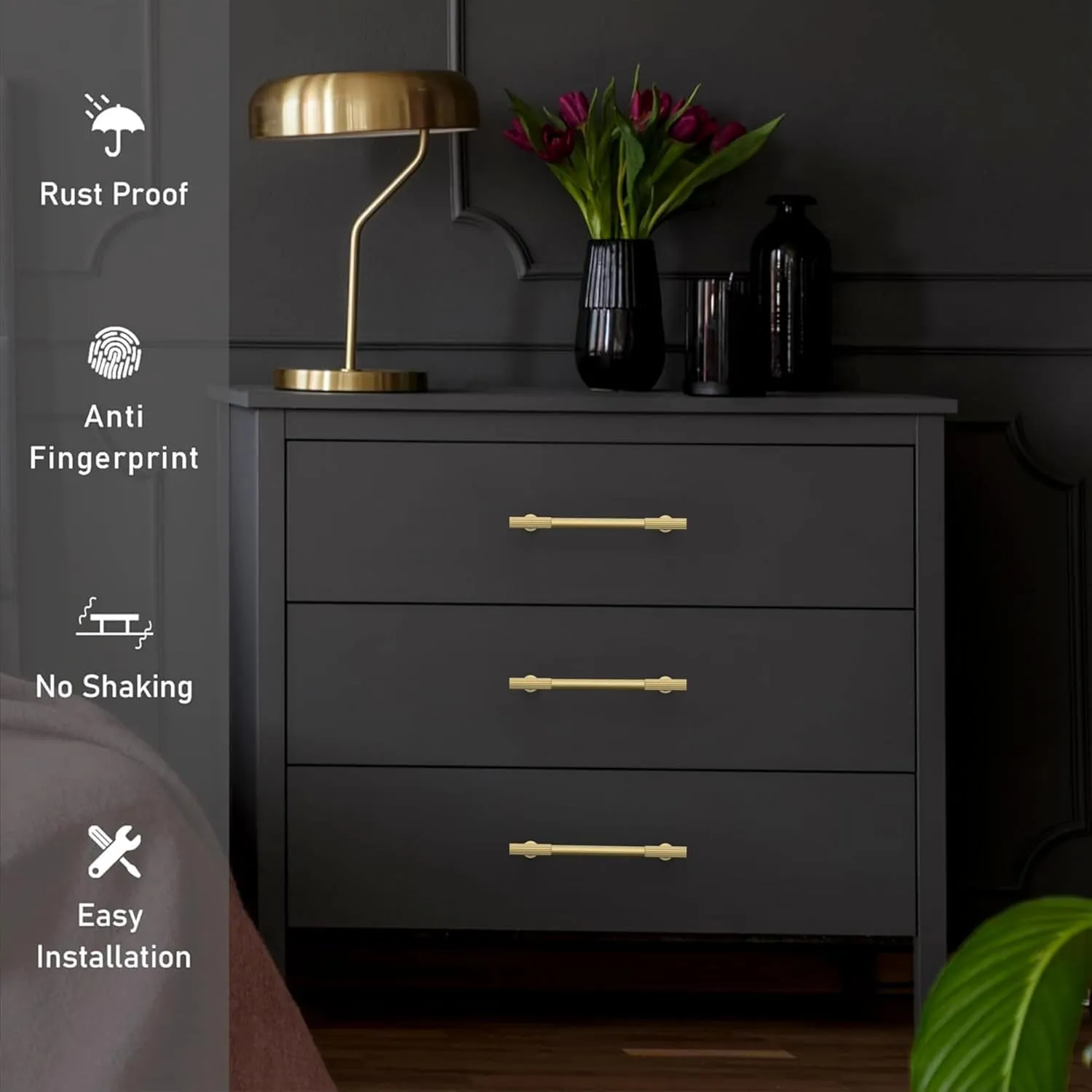 10 Pack 3''(76mm) Brushed Gold Cabinet Pulls Kitchen Cabinet Handles Gold Drawer Pulls Cupboard Hardware for Cabinets CK0083