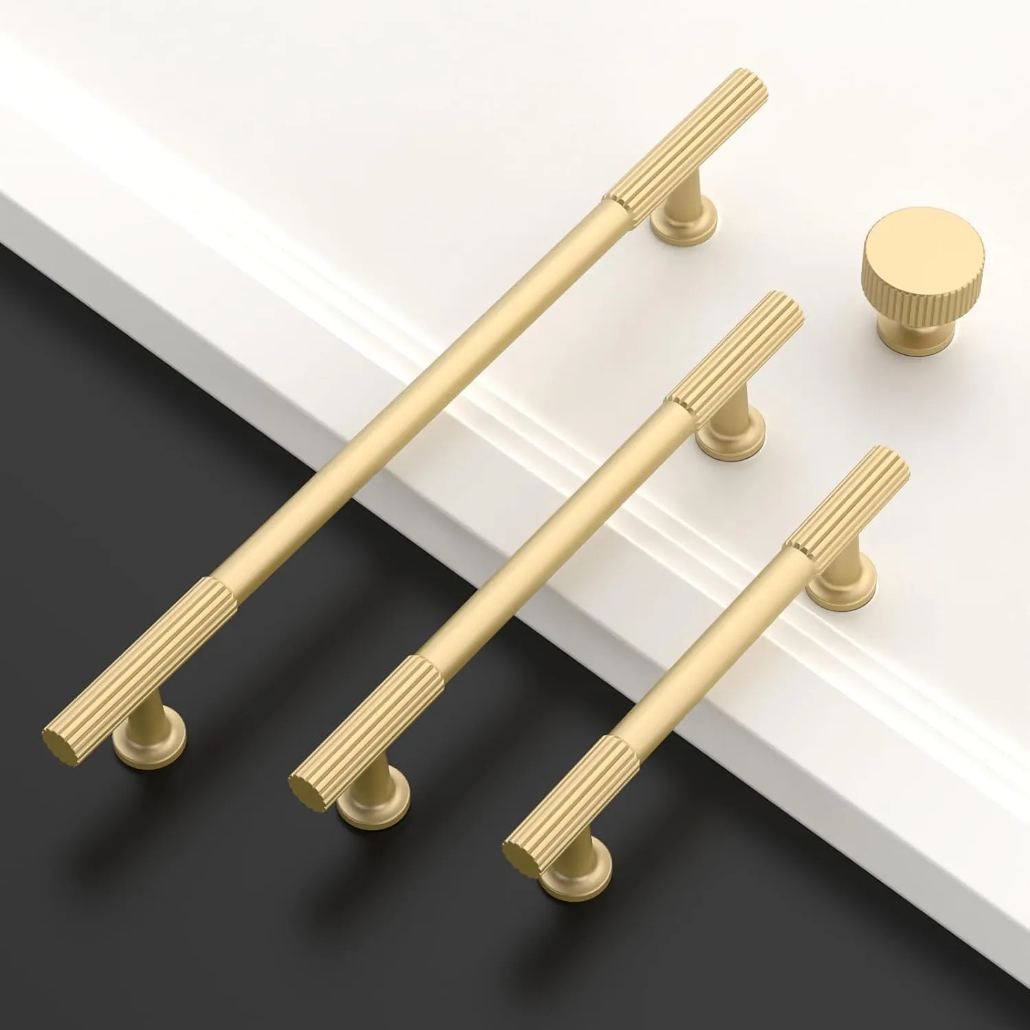 10 Pack 3''(76mm) Brushed Gold Cabinet Pulls Kitchen Cabinet Handles Gold Drawer Pulls Cupboard Hardware for Cabinets CK0083