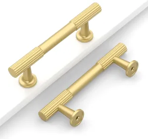 10 Pack 3''(76mm) Brushed Gold Cabinet Pulls Kitchen Cabinet Handles Gold Drawer Pulls Cupboard Hardware for Cabinets CK0083