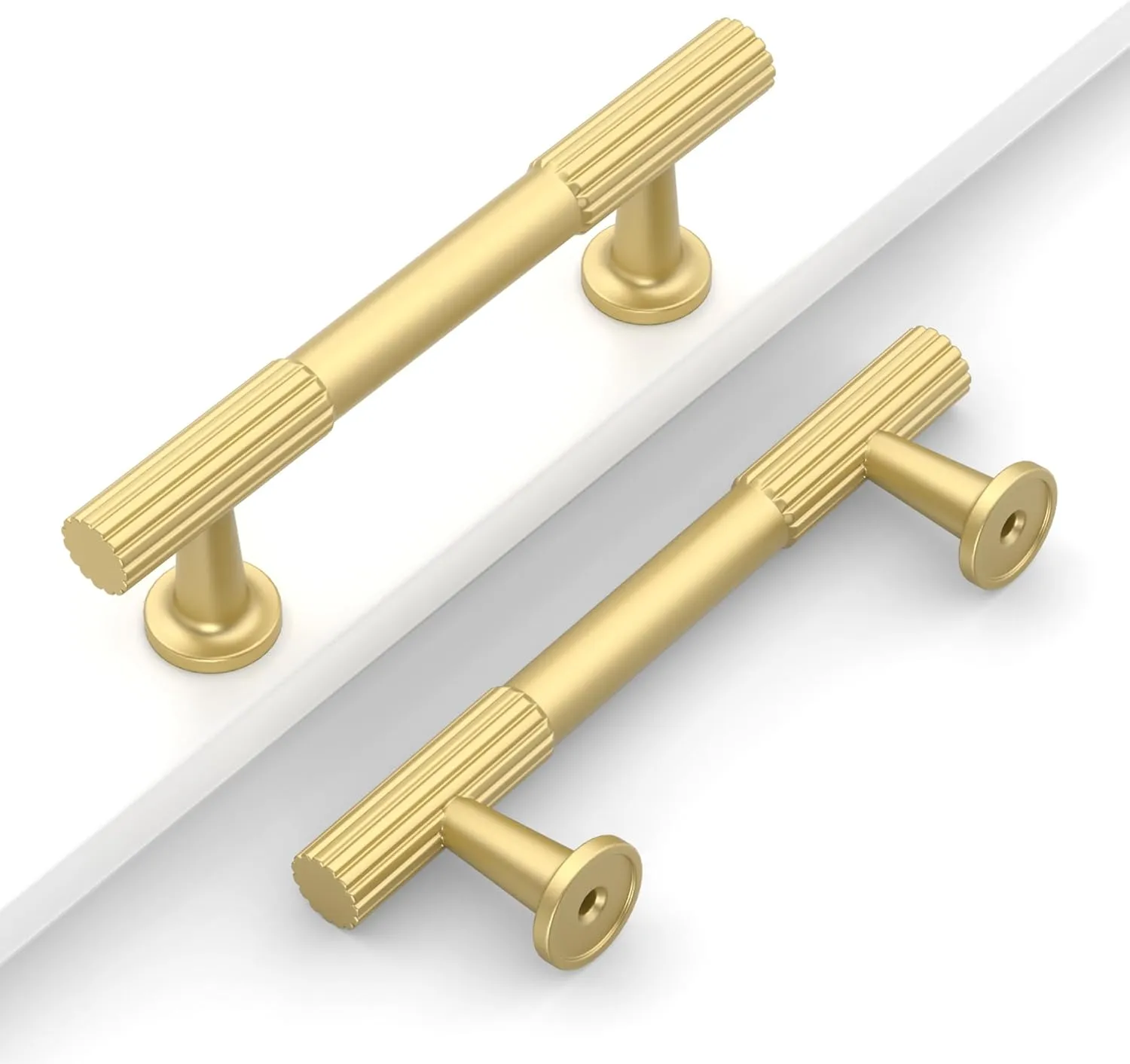 10 Pack 3''(76mm) Brushed Gold Cabinet Pulls Kitchen Cabinet Handles Gold Drawer Pulls Cupboard Hardware for Cabinets CK0083