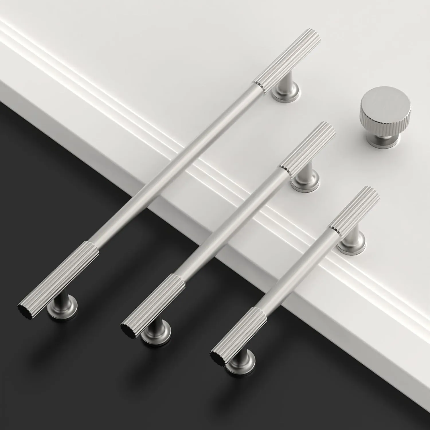 10 Pack 3''(76mm) Brushed Satin Nickel Cabinet Pulls Kitchen Brushed Nickel Cabinet Handles for Cabinets Drawer Pulls Dresser Hardware for Cupboard CK0083