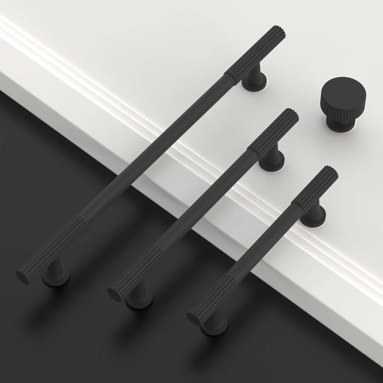 10 Pack 3''(76mm) Matte Black Cabinet Handles Kitchen Black Pulls for Cabinets Drawer Pulls Dresser Hardware for Cupboard Bathroom CK0083