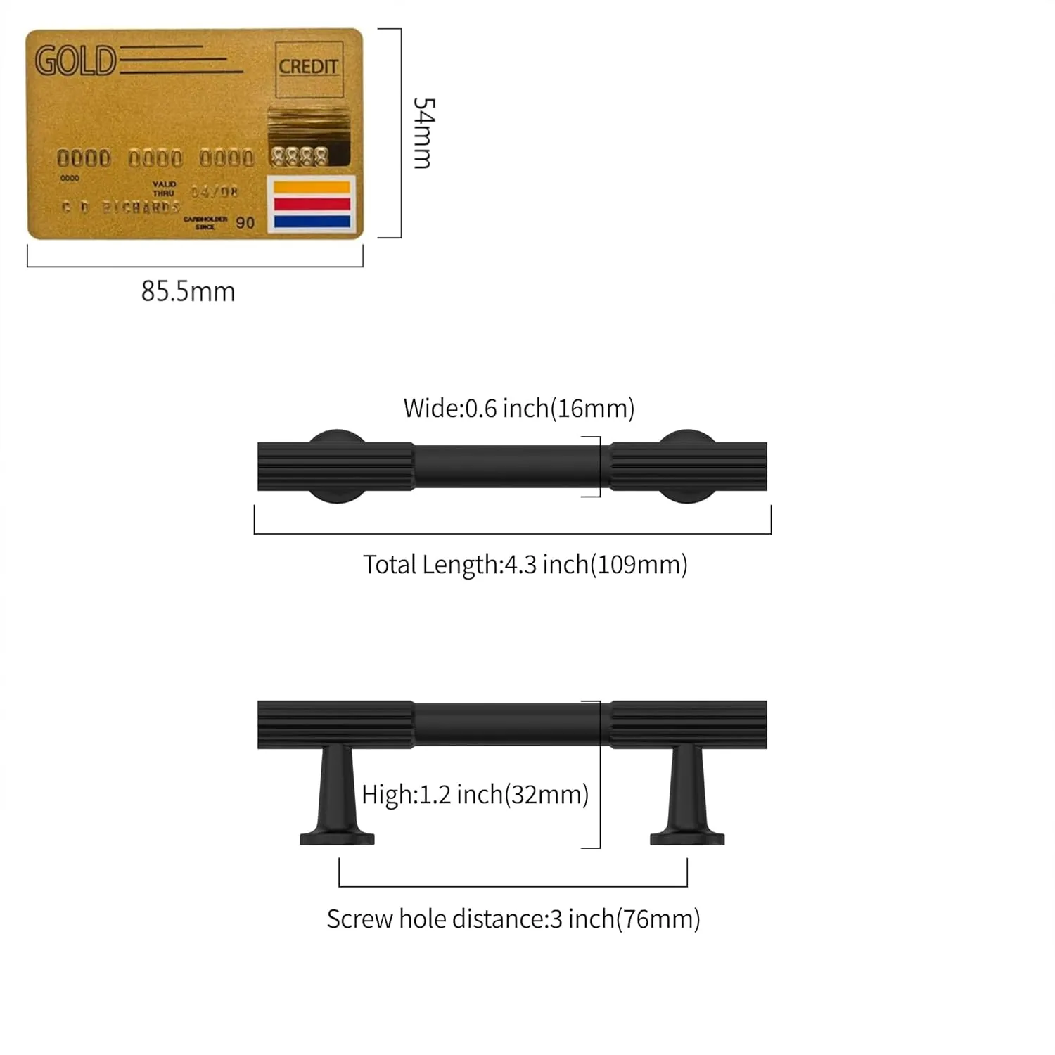 10 Pack 3''(76mm) Matte Black Cabinet Handles Kitchen Black Pulls for Cabinets Drawer Pulls Dresser Hardware for Cupboard Bathroom CK0083