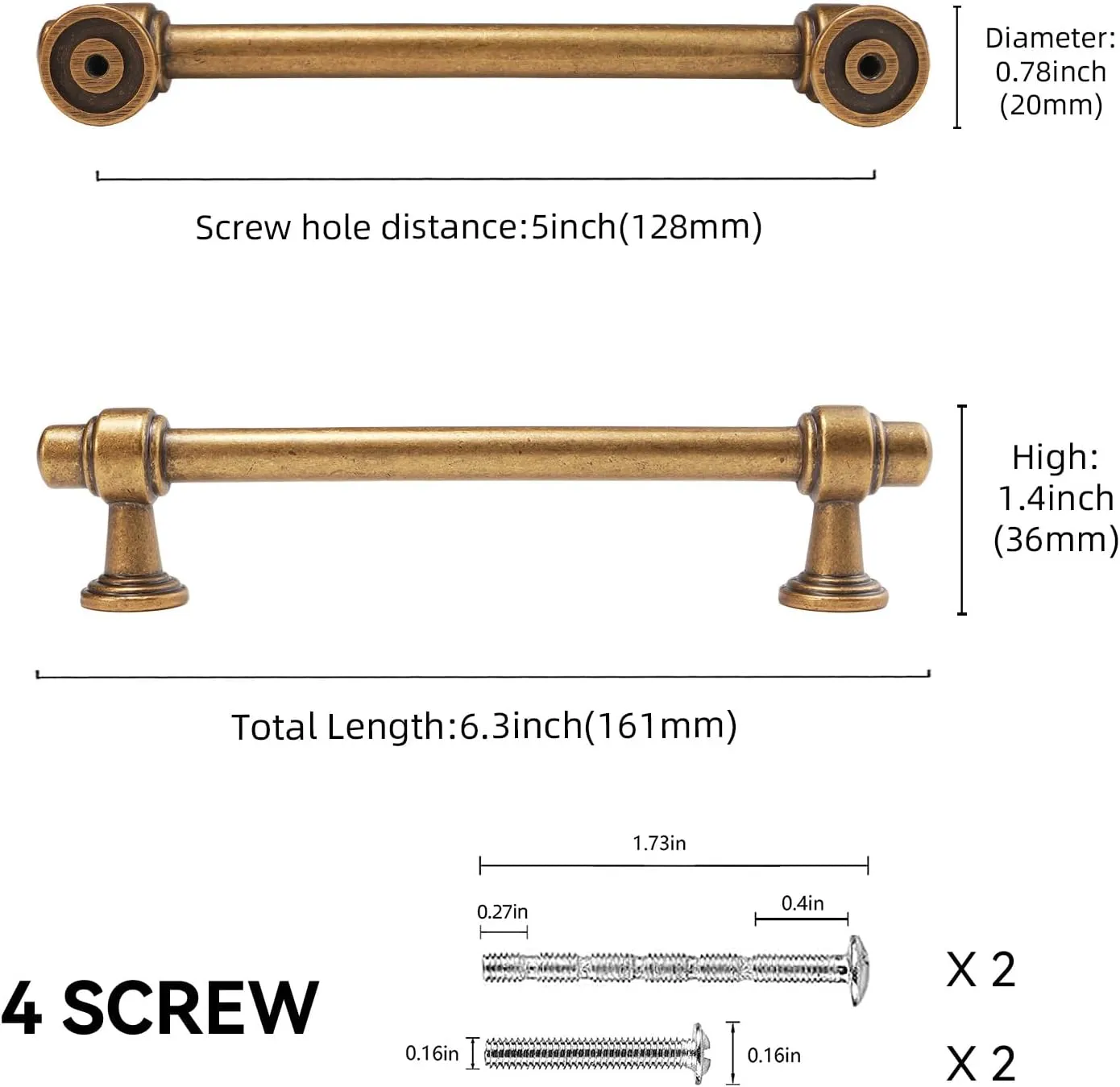 10 Pack 5 inch(128mm) Antique Brass Kitchen Cabinet Handles Cabinet Pulls Vintage Drawer Pulls Aged Gold Bronze Kitchen Cabinet Hardware Kitchen Handles Drawer Pulls Dresser Handles