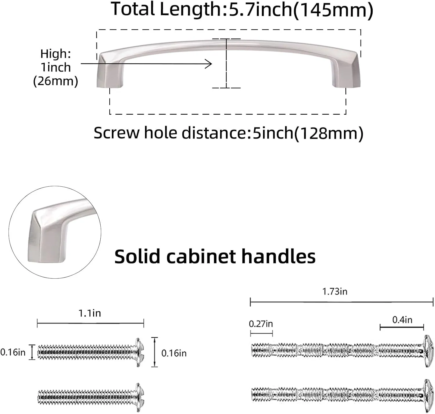 10 Pack 5 inch(128mm) Brushed Satin Nickel Kitchen Cabinet Handles Cabinet Pulls Sliver Drawer Pulls Kitchen Cabinet Hardware Handles Dresser Handles