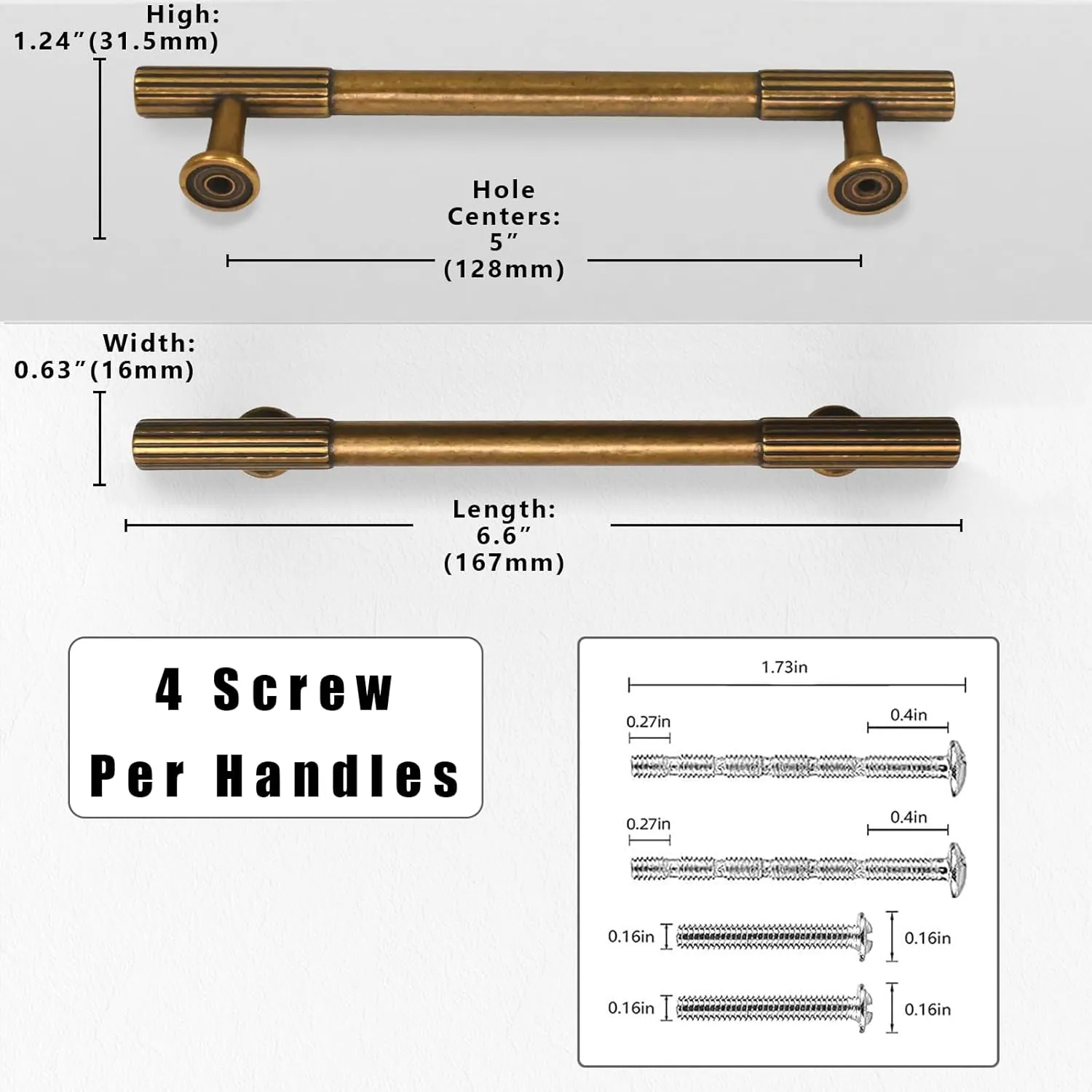 10 Pack Antique Brass Cabinet Pulls 5 Inch(128mm) Kitchen Cabinet Handles Solid Zinc Alloy Cabinet Hardware Drawer Pulls
