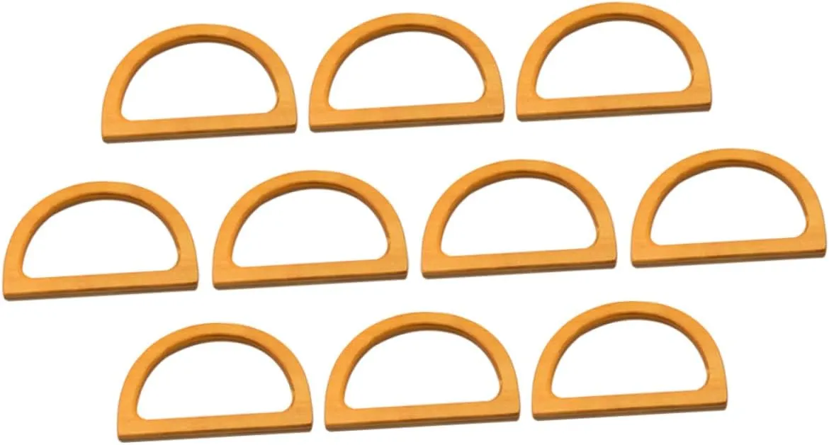 10Pcs DIY Solid Wood U Shaped Handbag Handles Wooden Patchwork Bag Frame Hangers for Handbag Accessories Smooth Varnish Finish Durable Purse Making Supplies Wood Color