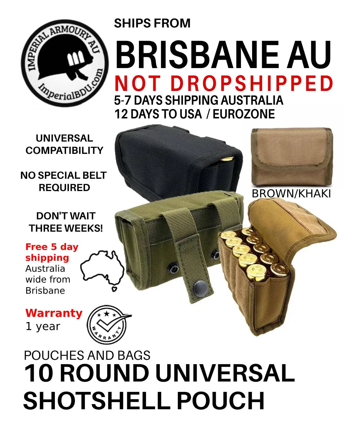 12 Gauge Shotgun 10 round Pouch - Any belt - Australia