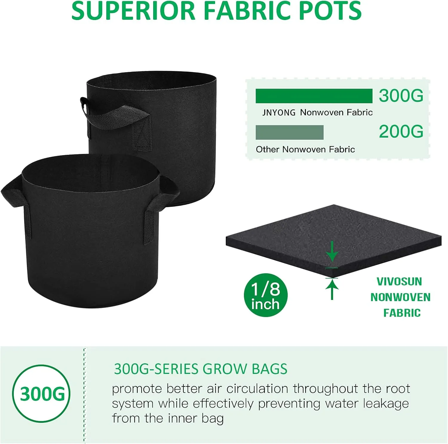 12-Pack 10 Gallon Thickened Non-Woven Grow Bags, Aeration Fabric Pots with Handles