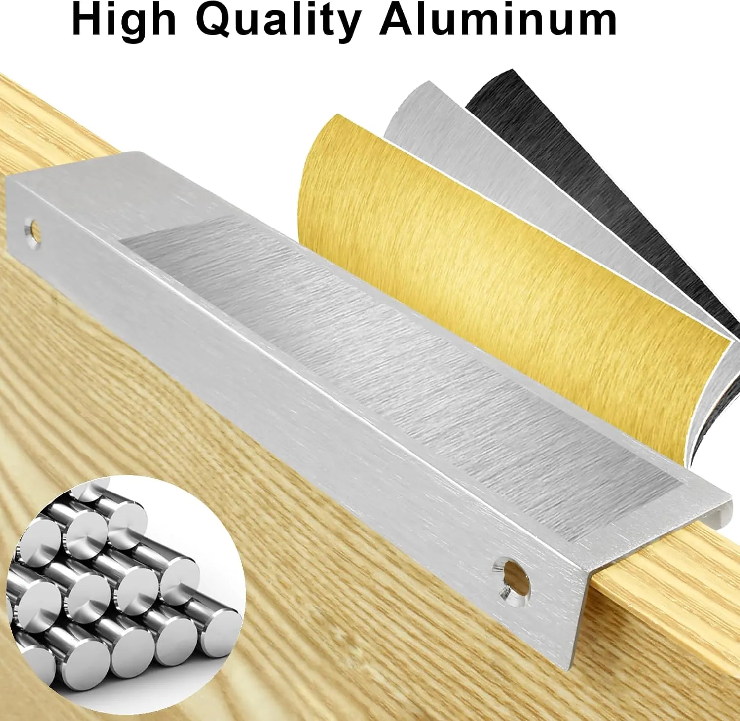 12 Pack Hidden Cabinet Pulls 5.9"/150mm Finger Edge Handles Brushed Silver Concealed Handles Aluminum Dresser Tab Pulls for Wardrobe,Cupboard,Kitchen