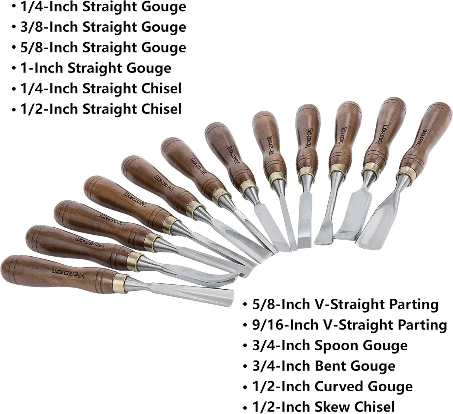 12-Pieces Woodworking Wood Carving Tools Chisel Set with Wooden Box, Razor Sharp CR-V 60 Steel Blades