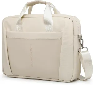 13-14 Inch Granulated Shoulder Portable Laptop Bag, Compatible with MacBook Pro 14 M4/M3/M2/M1, ASUS Chromebook Flip CX1, HP 14" Laptop, Crossbody Laptop Bag, Pearl White & Cream Pink