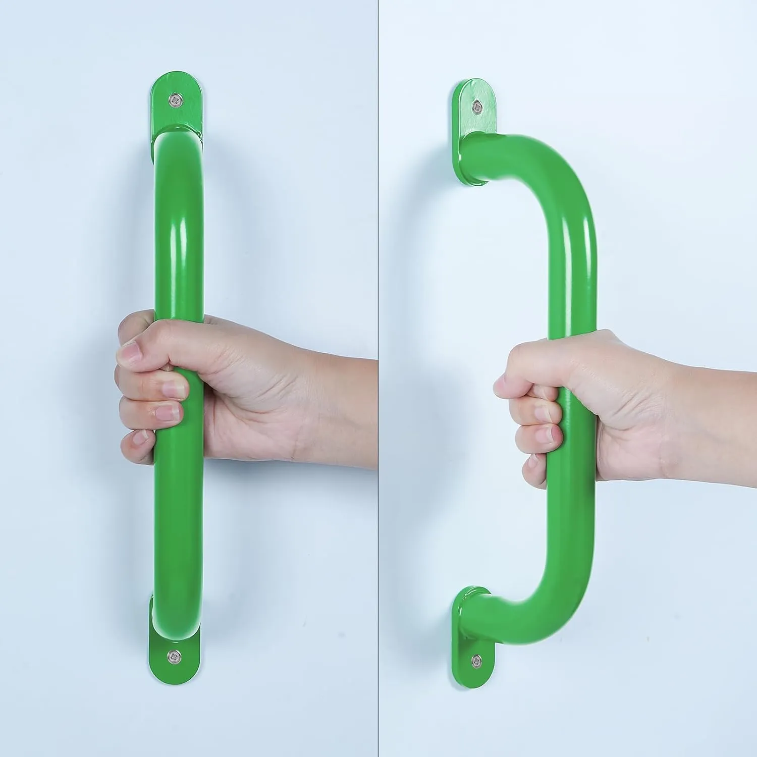 13 Inch Green Outdoor Metal Playground Handles Set of 2 - Steel Safety Handles for Playset, Swing Sets Accessories Grab Bars, Kids Hand Grips for Playhouse, Treehouse, Jungle Gym