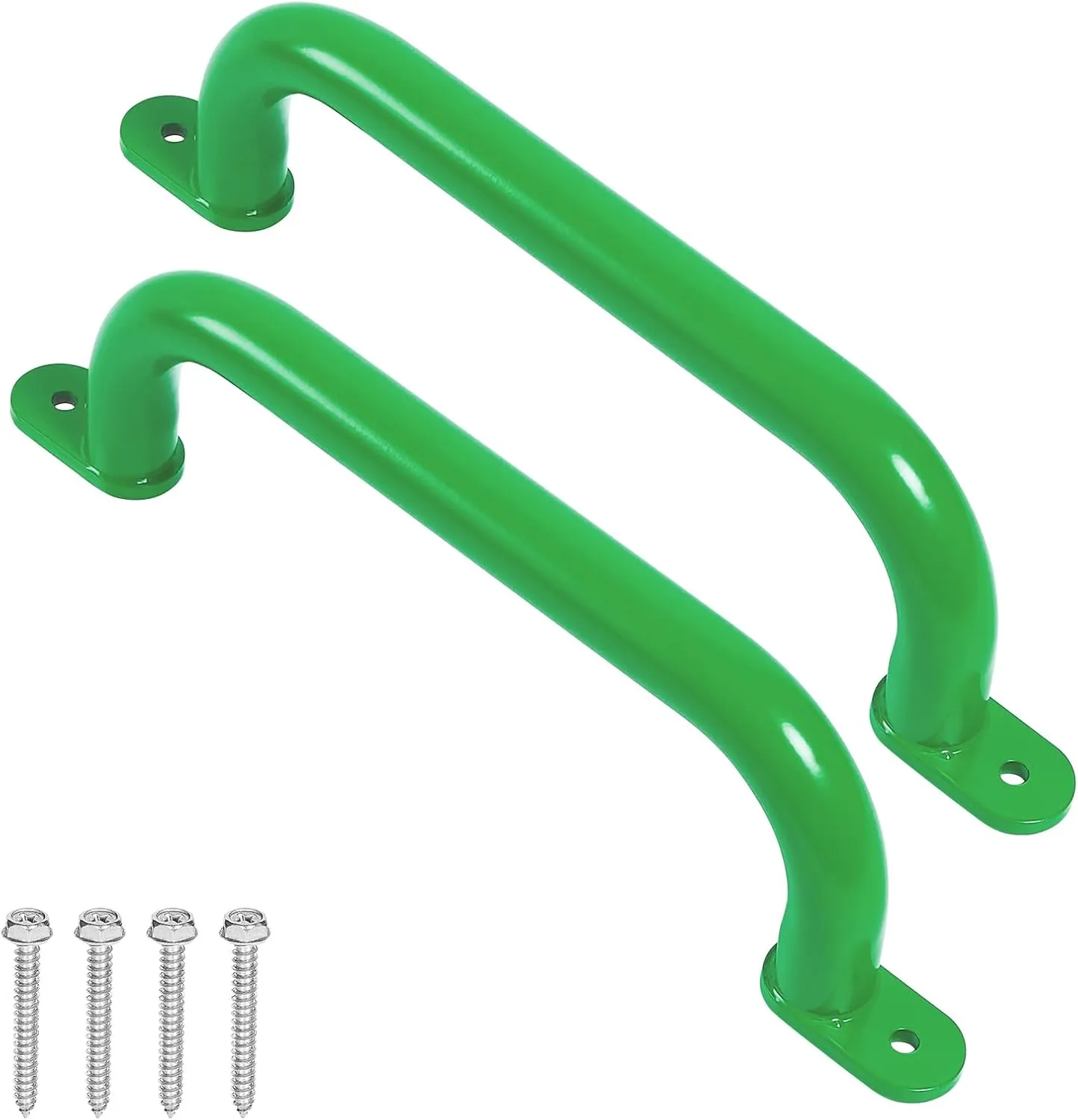13 Inch Green Outdoor Metal Playground Handles Set of 2 - Steel Safety Handles for Playset, Swing Sets Accessories Grab Bars, Kids Hand Grips for Playhouse, Treehouse, Jungle Gym