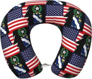 143rd Infantry Regiment Coat of Arms and America Neck Pillow Memory Foam U-Shaped Travel Neck Pillow for Airplanes Car Home