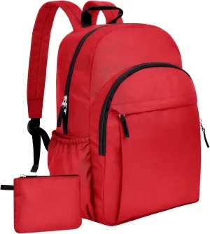 15.6 inch Basic Backpack for Women, Travel Laptop Backpack for Boys and Girls, Water Resistant School Backpacks Bookbag (Red)