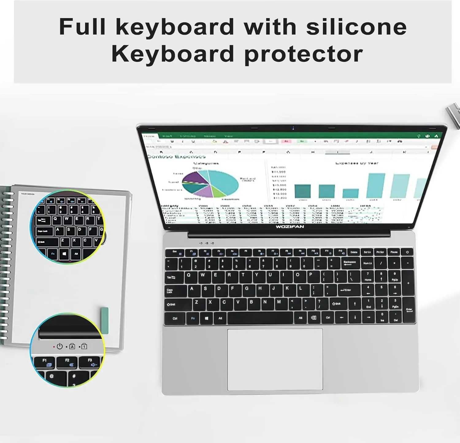 15.6" Traditional Laptops 6GB DDR4 256GB SSD Support 1TB SSD Expand Win 11 Laptop Celeron J4105 1.5Ghz(Up to 2.5Ghz) 4-Core Processor Notebook 2.4G 5G WiFi BT4.2 Adapter Wireless Mouse-Silver