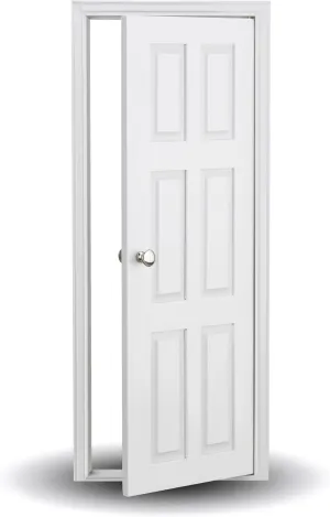 1/6 Scale Wooden Dollhouse 6 Panel Door – 6-Panel Design with Handles – Classic Design – Easy Installation– Multiple Colors Available (White)