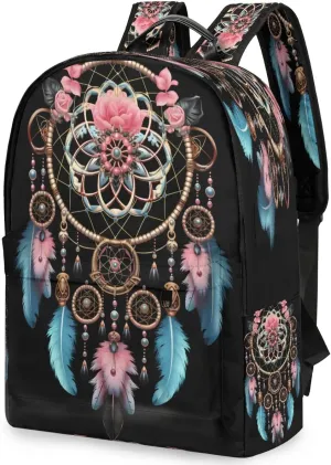 17.5 inch Laptop Backpack Gypsy Dream Catcher College Waterproof Travel Bag Ethnic Design Casual Book Bag with Multiple Pockets Laptop Backpacks for Travel Hiking