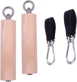 1Pair Pull Up Handle Wooden Grip Strengthener Exerciser Training Tools for Grip Strength Core Workout Rock Climbing Bouldering,S