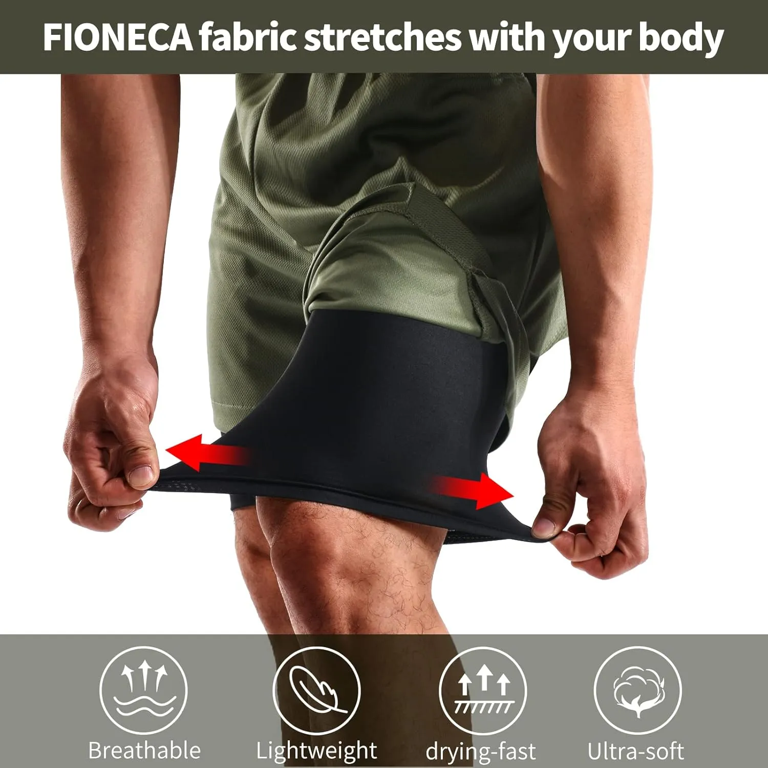 2 in 1 Mens Shorts Casual 2 Pack, Running Gym Shorts for Men 7 Inch, Workout Shorts Men with Pockets &Towel Loop