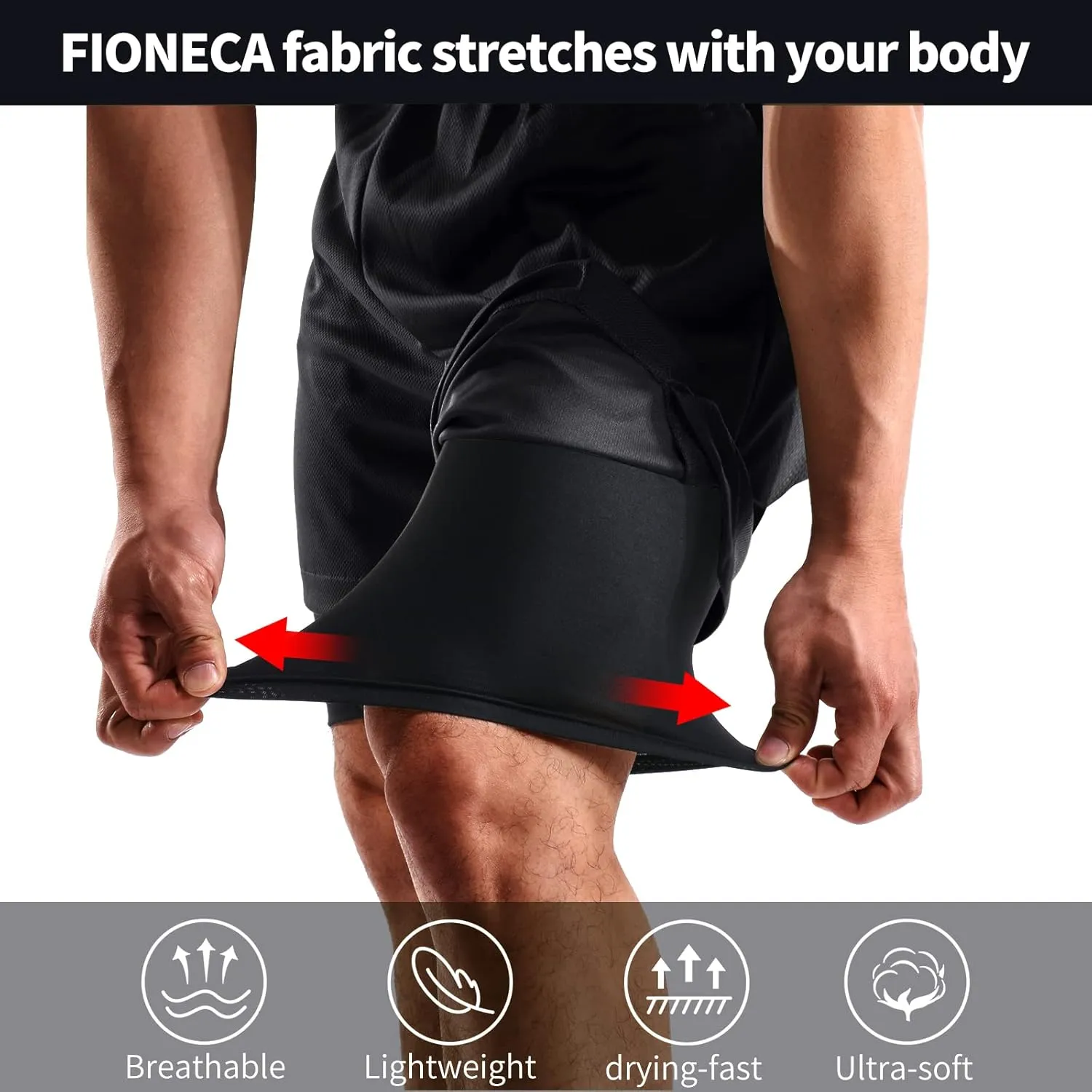 2 in 1 Mens Shorts Casual 2 Pack, Running Gym Shorts for Men 7 Inch, Workout Shorts Men with Pockets &Towel Loop