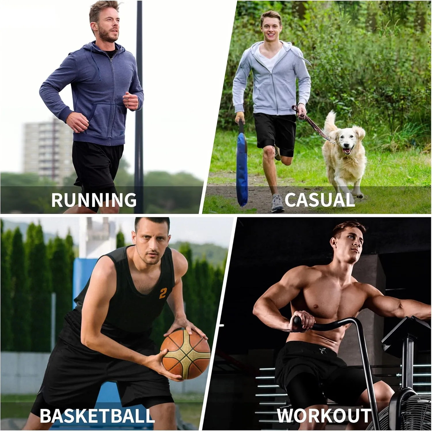 2 in 1 Mens Shorts Casual 2 Pack, Running Gym Shorts for Men 7 Inch, Workout Shorts Men with Pockets &Towel Loop