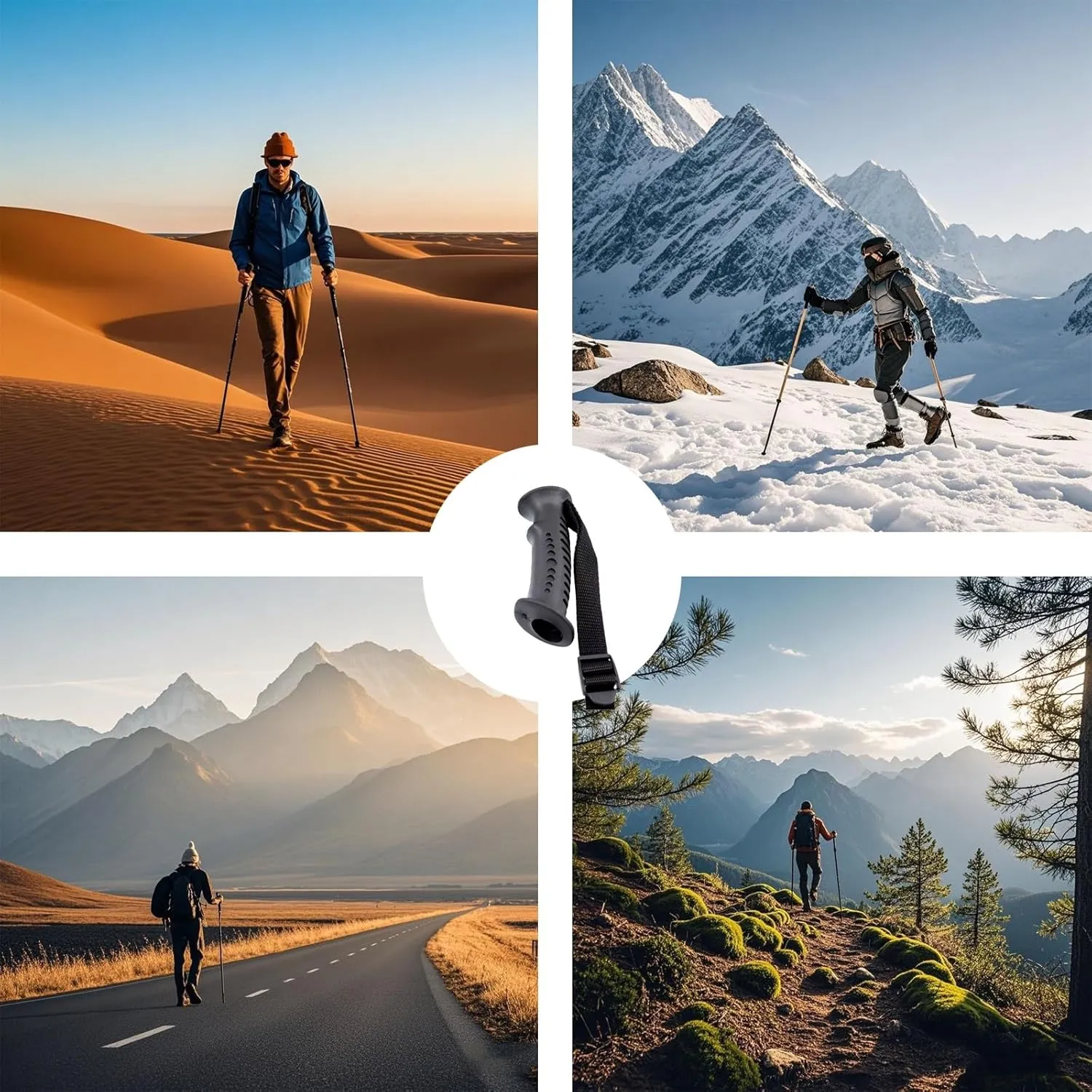 2 - Pack Trekking Pole Straight Handle Heads - Durable and Comfortable Replacement Handles for Your Outdoor Adventures - Ideal for Hiking, Mountaineering, and Trail Walking