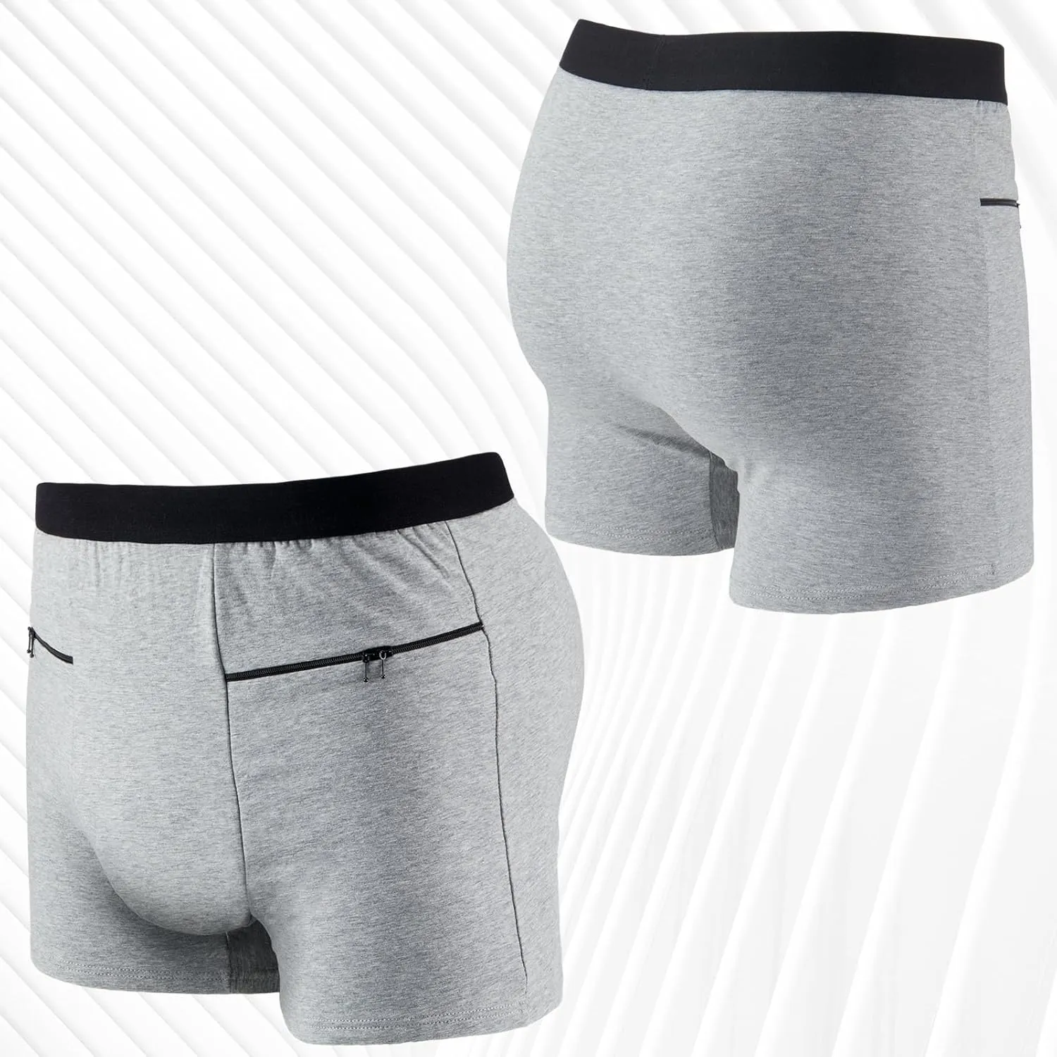 2 Packs Men Pocket Underwear Boxer Panties Travel Briefs with Secret Hidden Pocket for Men