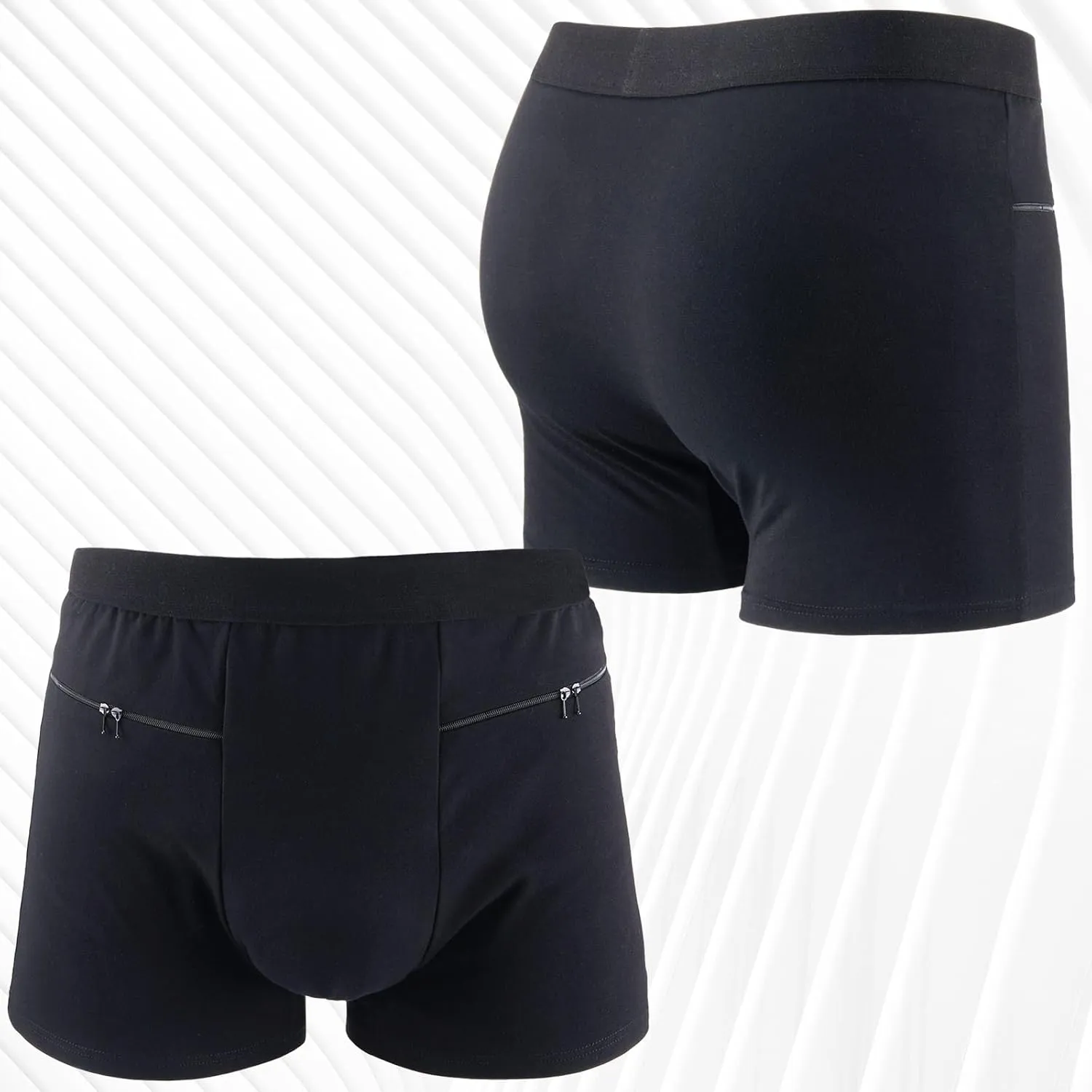 2 Packs Men Pocket Underwear Boxer Panties Travel Briefs with Secret Hidden Pocket for Men
