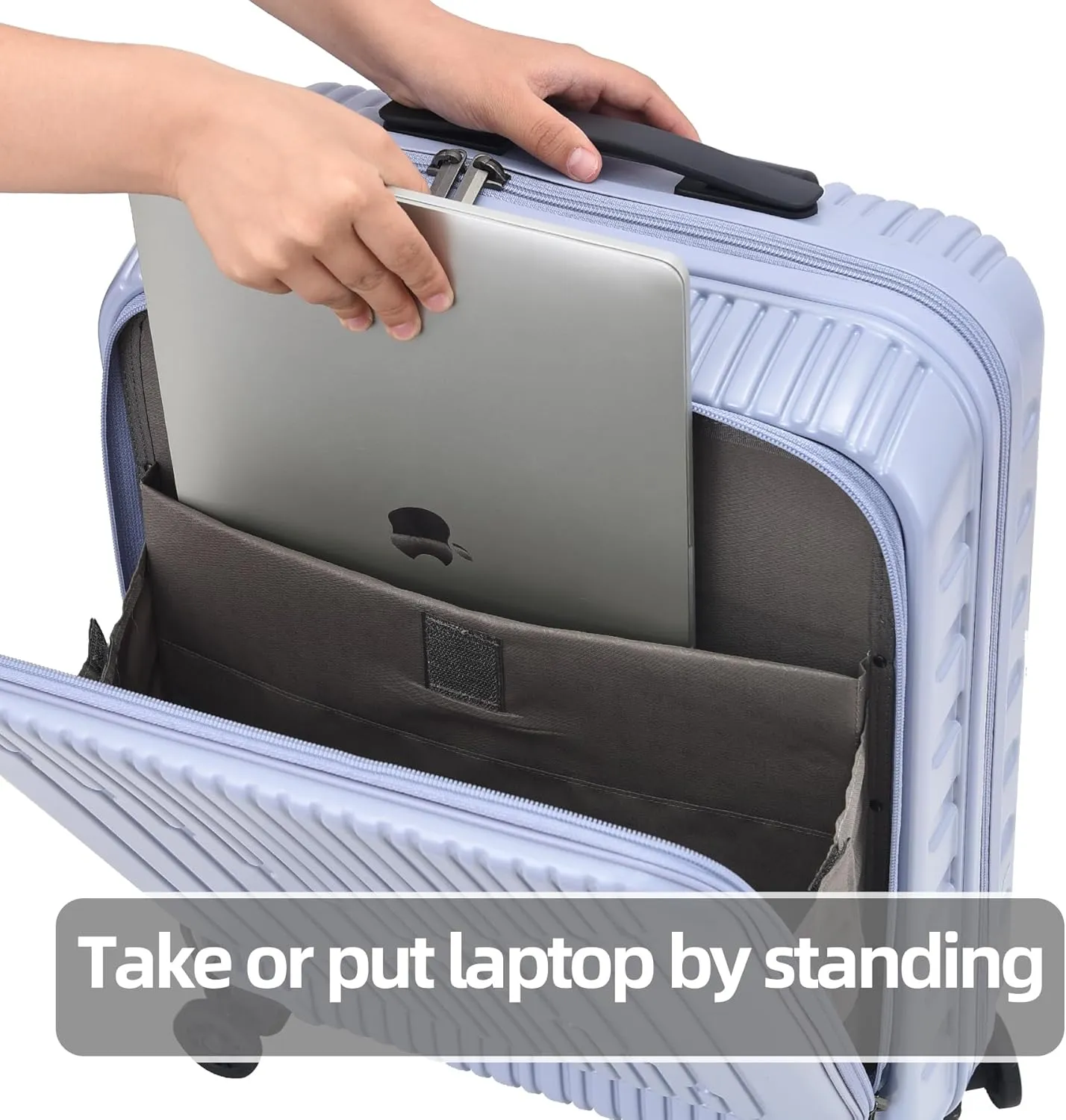 2 Pieces 19/29 Luggage Sets, 19 Inch Carry On Luggage with Front Pocket & 29 Inch Side Opening Suitcase, Ligthweight ABS PC Hardshell, Lilac Purple