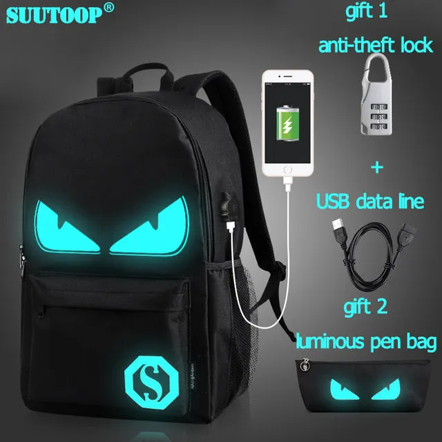 2019 luminous to USB for teenage For boys girls new unisex school Interactive bag book schoolbag backpack Student Trendy music Charge bag teenagers