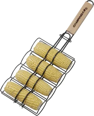 203201 Non-Stick Cob Grill Basket for Corn on The Cob with Wooden Handle for 4 Corn on The Cob