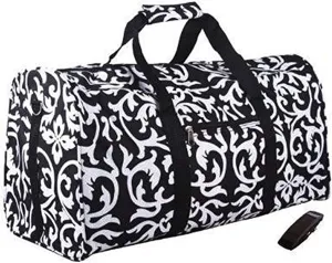 22 Inch Carry On Duffel Bag | Gym or Dance Bag by Unique Traveler (Damask Print)
