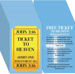 240pcs Gospel Tracts Plan of Salvation Cards Pocket Holy Prayer Cards Bible Tracts Inspirational Mini Bibles Christian Tracts for Evangelism Church Gifts (Ticket to Heaven, 3.5 x 2.24 In)