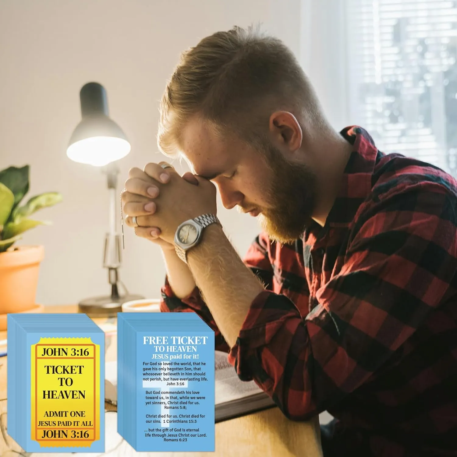 240pcs Gospel Tracts Plan of Salvation Cards Pocket Holy Prayer Cards Bible Tracts Inspirational Mini Bibles Christian Tracts for Evangelism Church Gifts (Ticket to Heaven, 3.5 x 2.24 In)