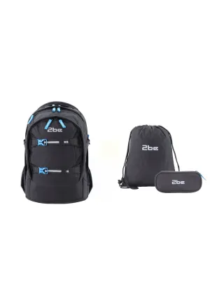 2be  Schoolbag / Laptop Backpack / With Gym Bag and Pencil Case Black