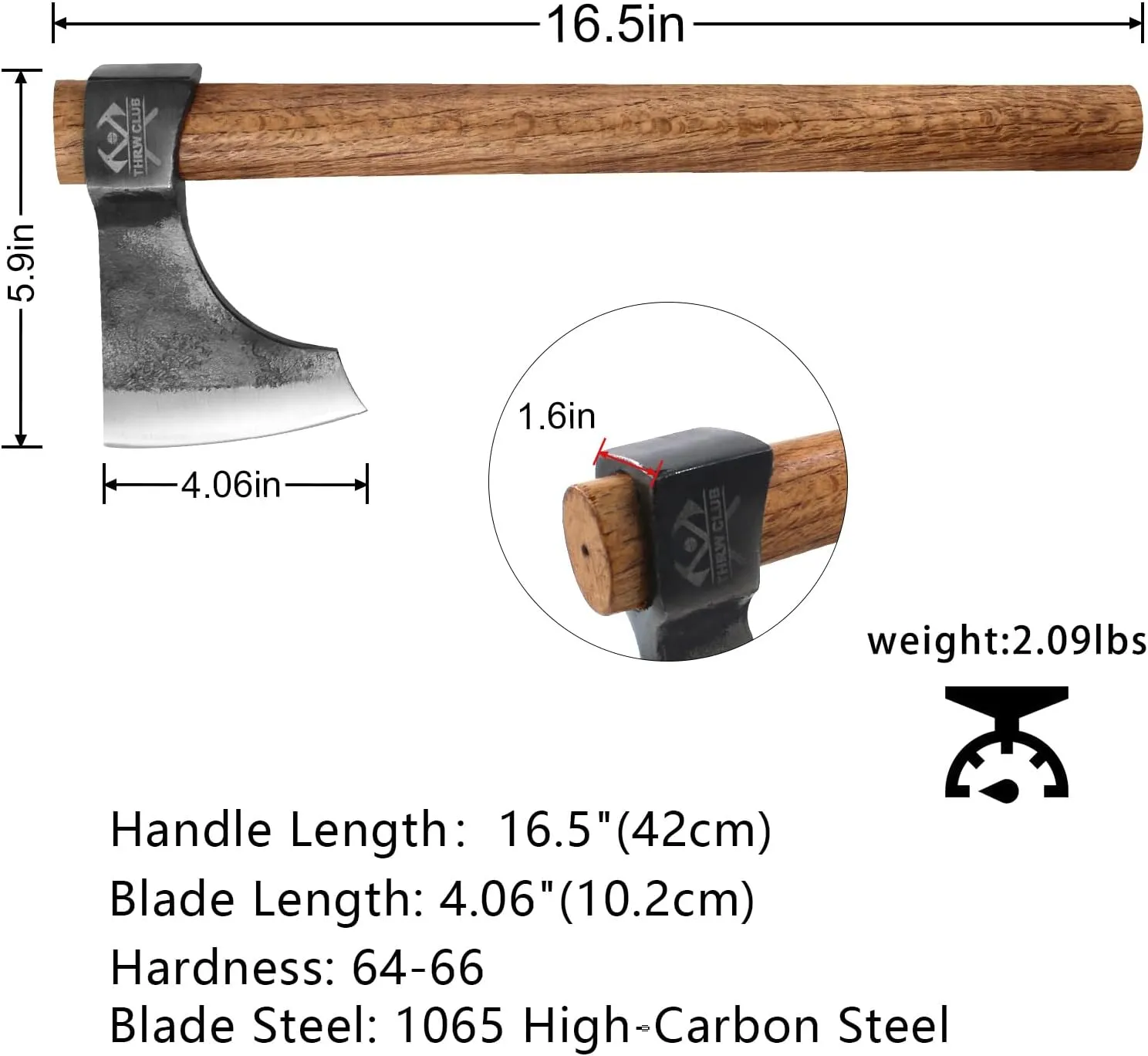 3 Pack Throwing Axe Set, 16.5" Throwing Tomahawk with 1065 High Carbon Steel & Wooden Handle, Perfect for Axe Throwing Game for Backyard, Competition and Recreation