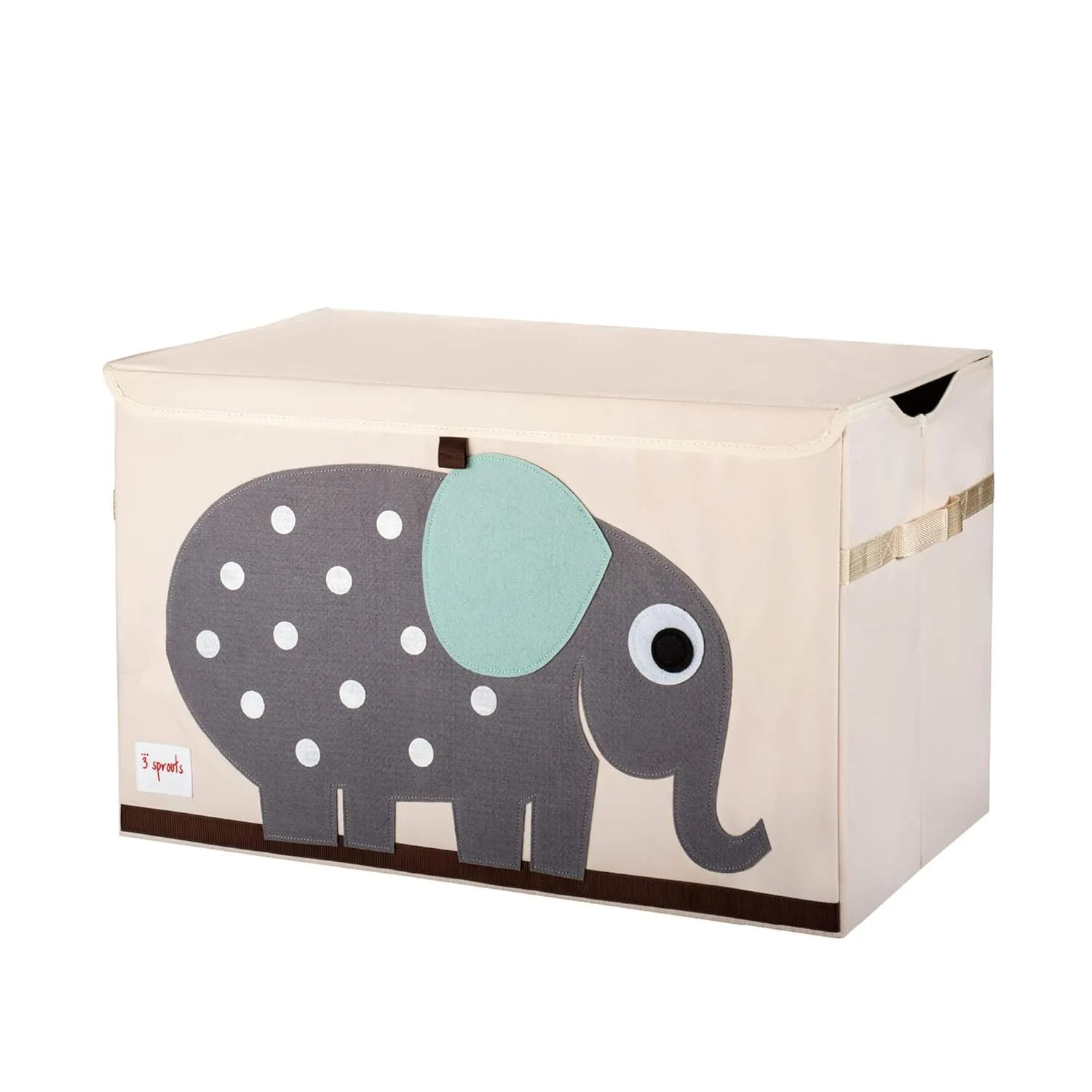 3 Sprouts Large Toy Chest for Kids with Lid and Handles - Collapsible Toy Storage Bin/Trunk/Box/Basket Organizer for Boys & Girls Playroom, Nursery, Elephant