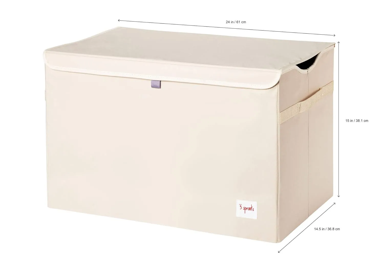 3 Sprouts Large Toy Chest for Kids with Lid and Handles - Collapsible Toy Storage Bin/Trunk/Box/Basket Organizer for Boys & Girls Playroom, Nursery, Elephant