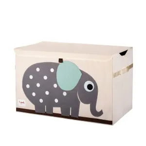 3 Sprouts Large Toy Chest for Kids with Lid and Handles - Collapsible Toy Storage Bin/Trunk/Box/Basket Organizer for Boys & Girls Playroom, Nursery, Elephant