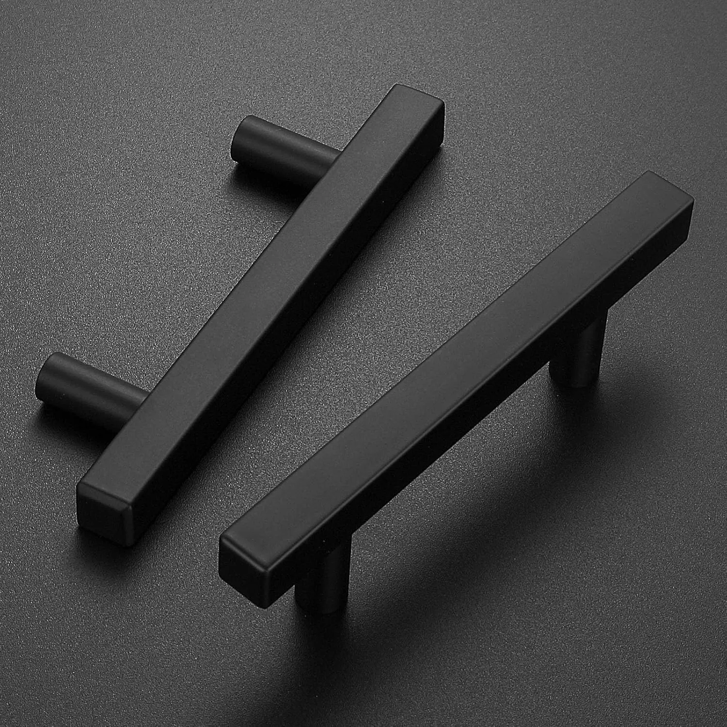 30 Pack 3 Inch Cabinet Handles Matte Black Cabinet Pulls Stainless Steel Drawer Pulls Square Handles for Cabinets Dressers Cupboard 76mm Hole Centers Kitchen Cabinet Hardware, 5'' Total Length