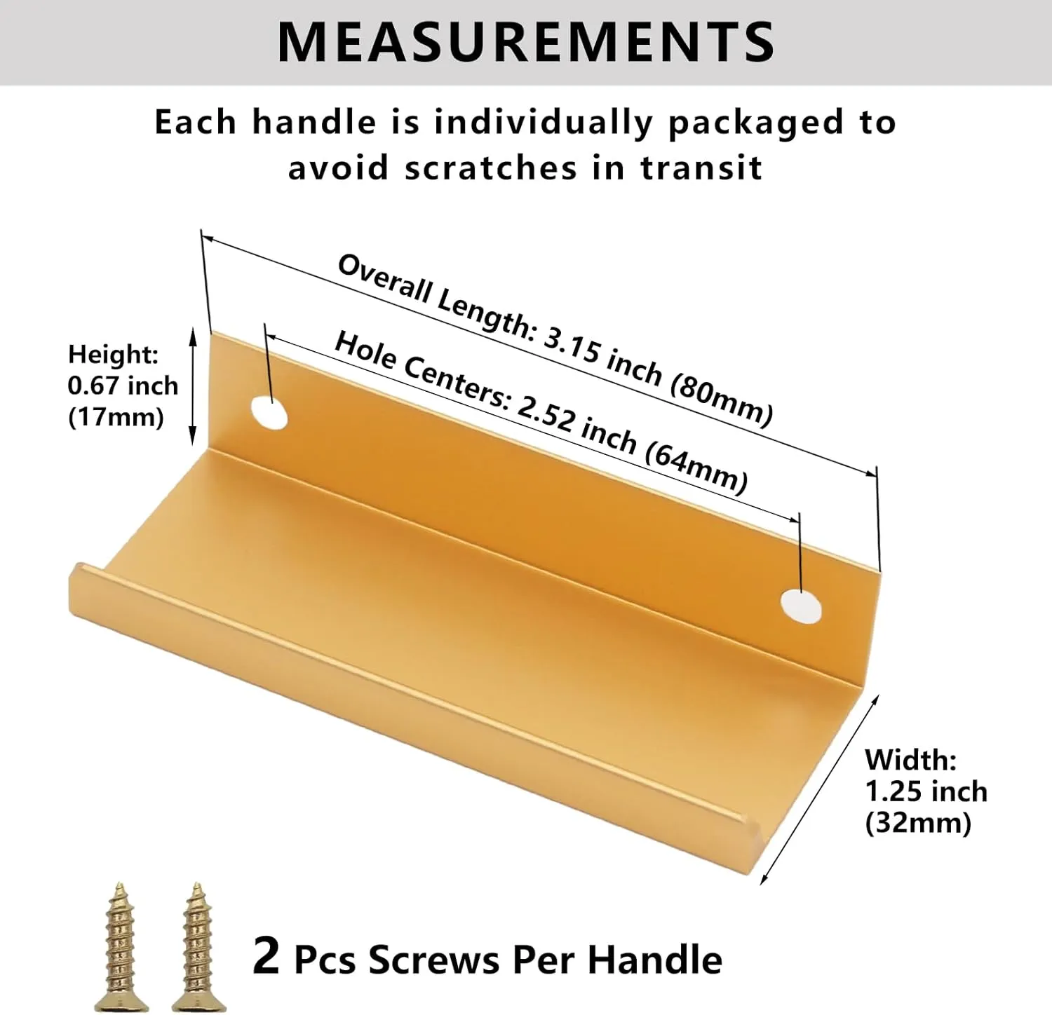 30 Pack Modern Gold Cabinet Handles Finger Pulls for Cabinets, Brushed Brass Edge Cabinet Pulls Drawer Tabs Pull Hardware 3.15inch/80mm Length