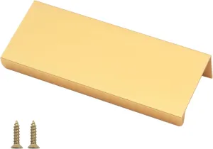 30 Pack Modern Gold Cabinet Handles Finger Pulls for Cabinets, Brushed Brass Edge Cabinet Pulls Drawer Tabs Pull Hardware 3.15inch/80mm Length