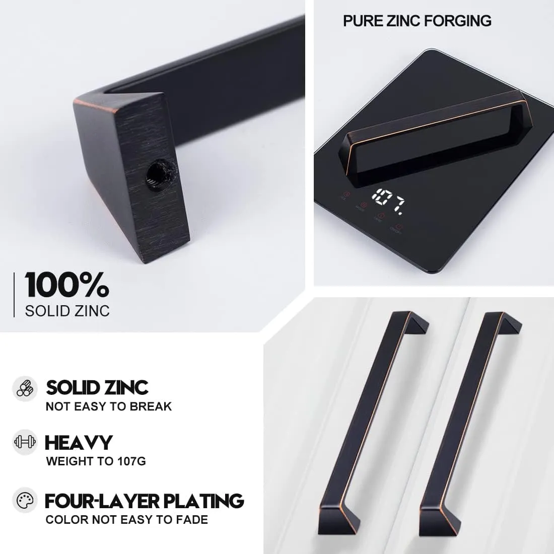 30 Pack Solid Zinc Bronze Cabinet Pulls,5 Inch/128mm Oil Rubbed Bronze Drawer Handles,Modern Dresser Handles,Kitchen Hardware for Bathroom and Cabinet