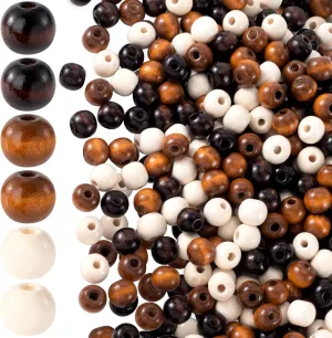 300pcs Large Hole Wooden Beads for Crafts, Vintage Round Natural Wood Hair Bead, 3 Colors 13x14mm Wooden Loose Spacer Beads for Macrame Necklace Bracelet Hair DIY Craft Handmade Decor