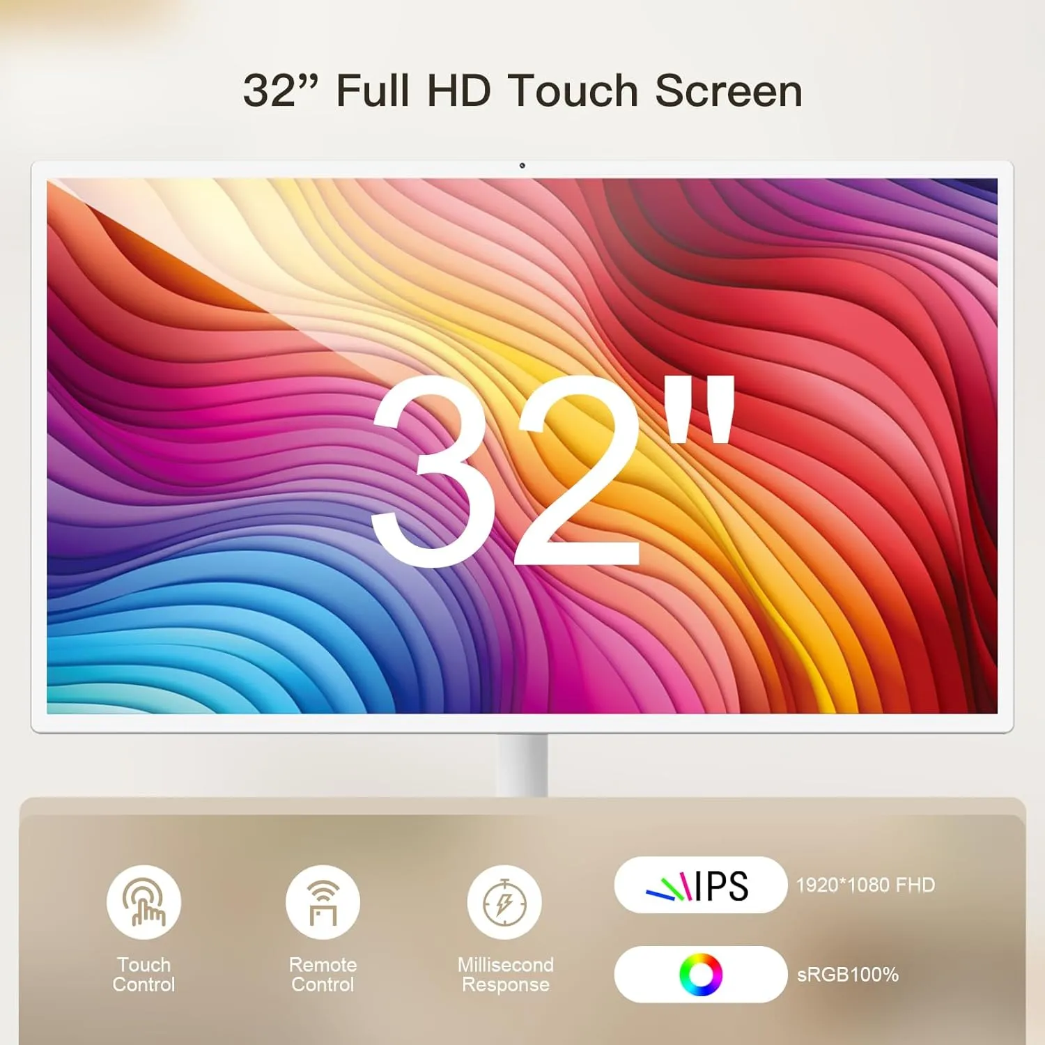 32-Inch Portable TV with Incell Touch Screen | 6G RAM 128G Storage | 1080P TV on Wheels | Bestie Screen Built-in | 8H Video Play Time | Android OS | Full Swivel Rotation | Voice Remote Control