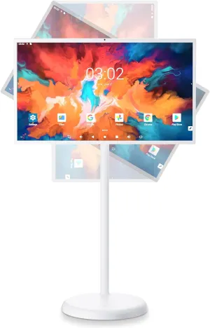 32-Inch Portable TV with Incell Touch Screen | 6G RAM 128G Storage | 1080P TV on Wheels | Bestie Screen Built-in | 8H Video Play Time | Android OS | Full Swivel Rotation | Voice Remote Control
