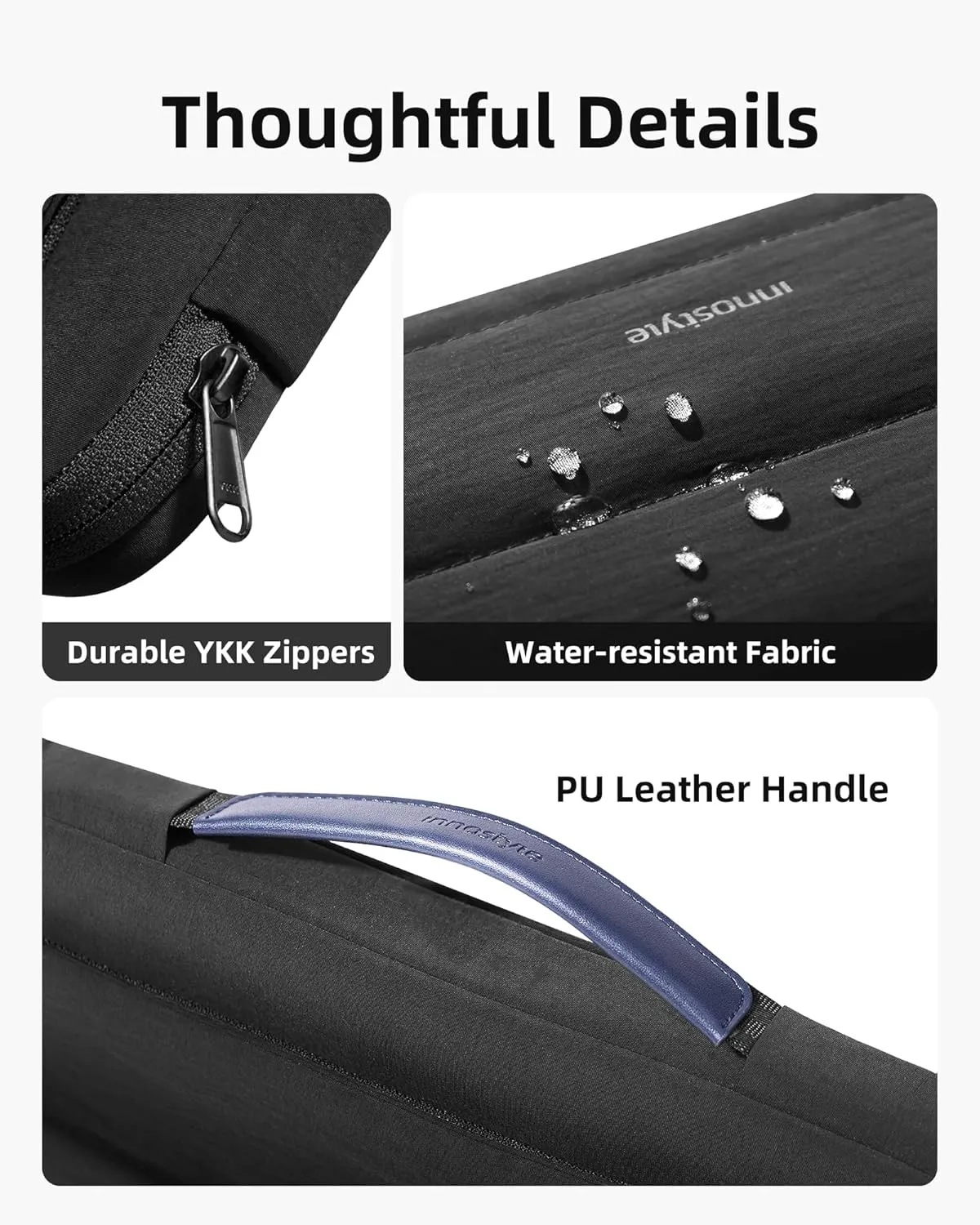 360 Protective Laptop Case 16 Inch, Laptop Bag Compatible with MacBook, Dell, HP, Lenovo and Asus, Side Open Carrying Case with 2 Pockets & Handle, Lightweight & Water-Resistant, Black